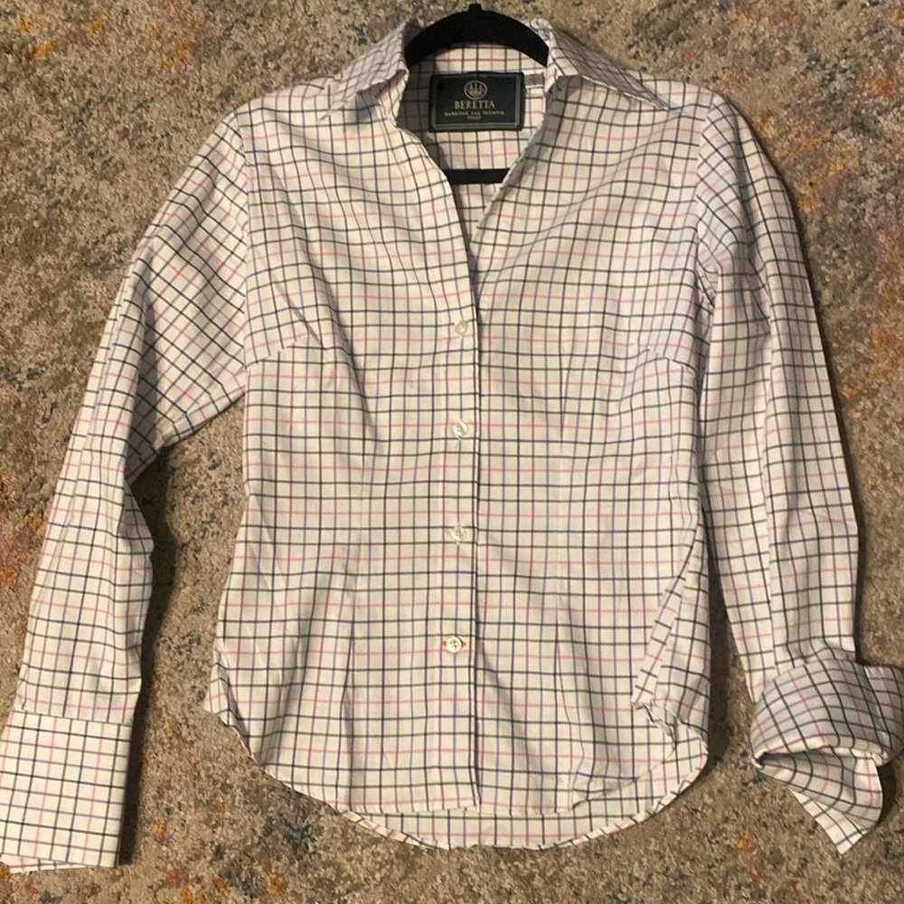 New Beretta Pastel Plaid Checked Blouse 4